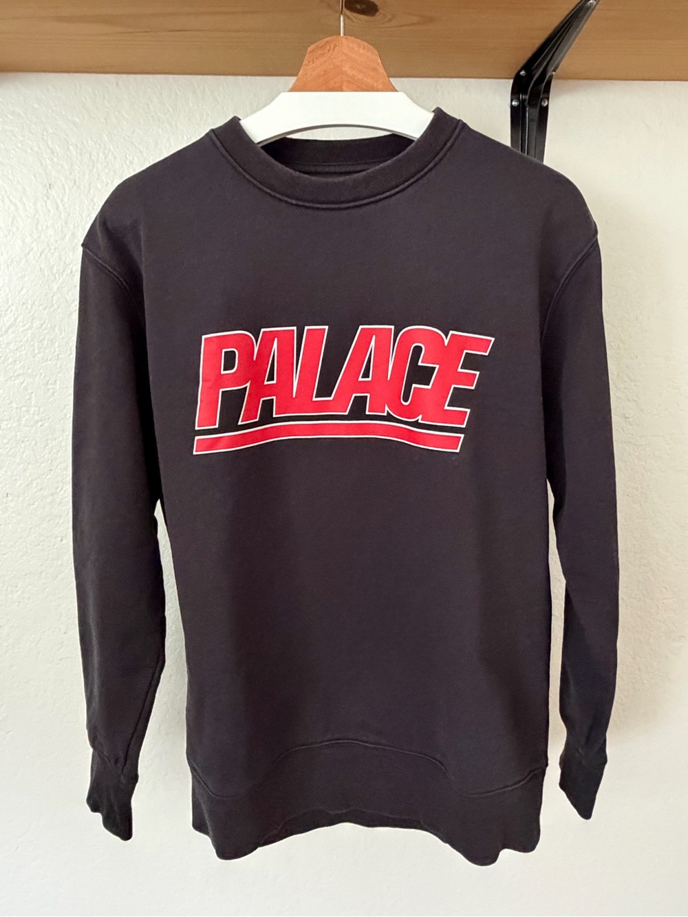 PALACE Black Crewneck with Red Script Logo